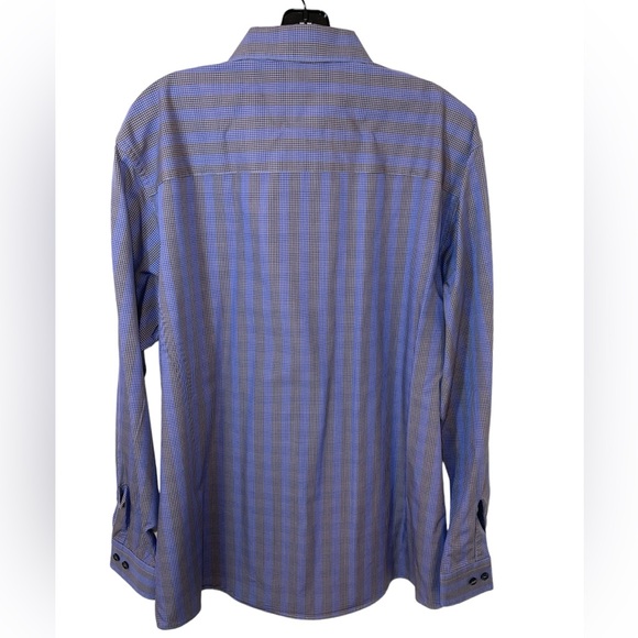 Kenneth Cole Reaction Button Down Dress Shirt Purple Brown Size 17 Regular Fit - Picture 4 of 11